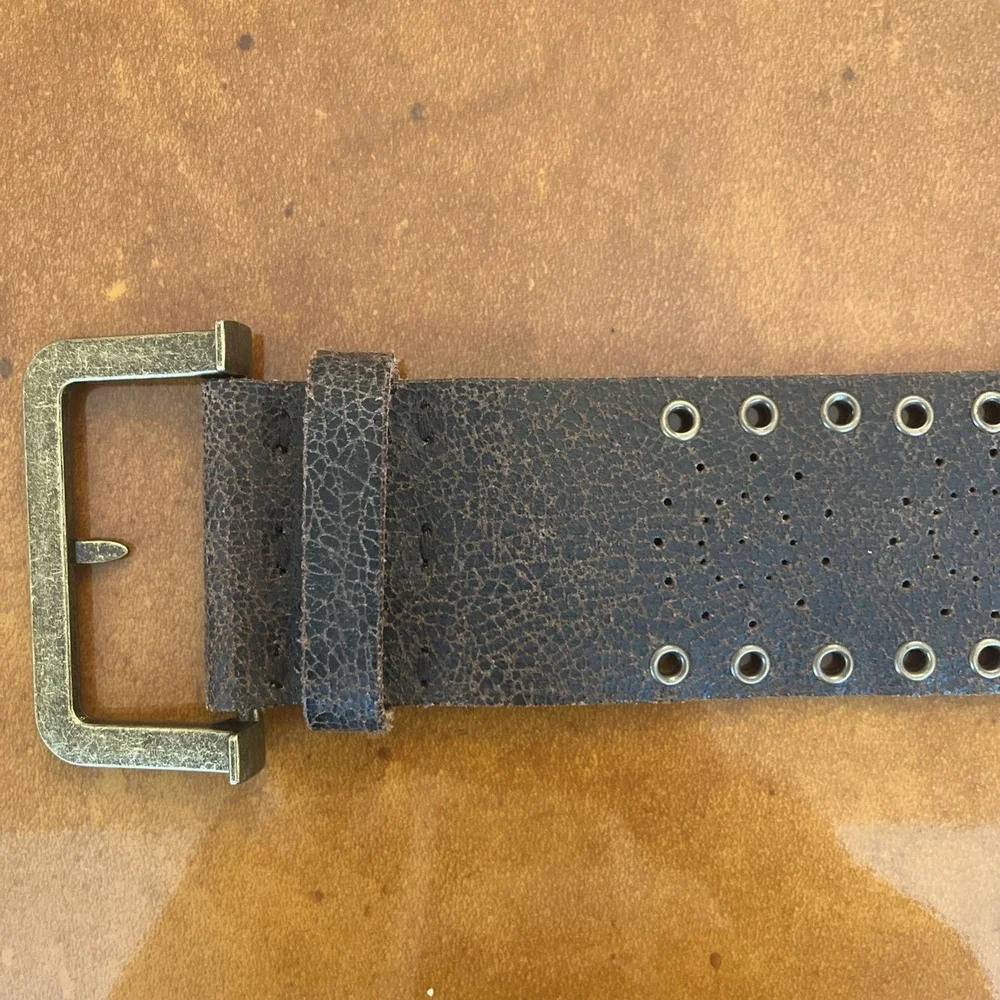 Free People Wide Leather Belt Boho Western Size Med/ Large Brown - Picture 6 of 9